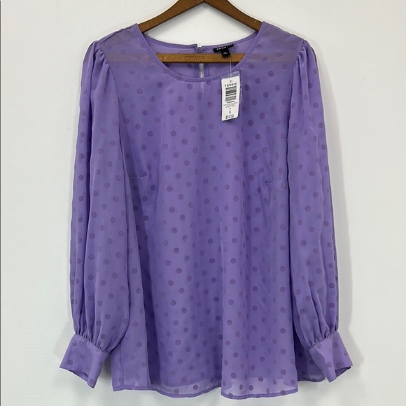 Torrid NWT Purple Polka Dot Women's Sheer Blouse Plus Size Curves Feminine Lilac - Picture 1 of 9